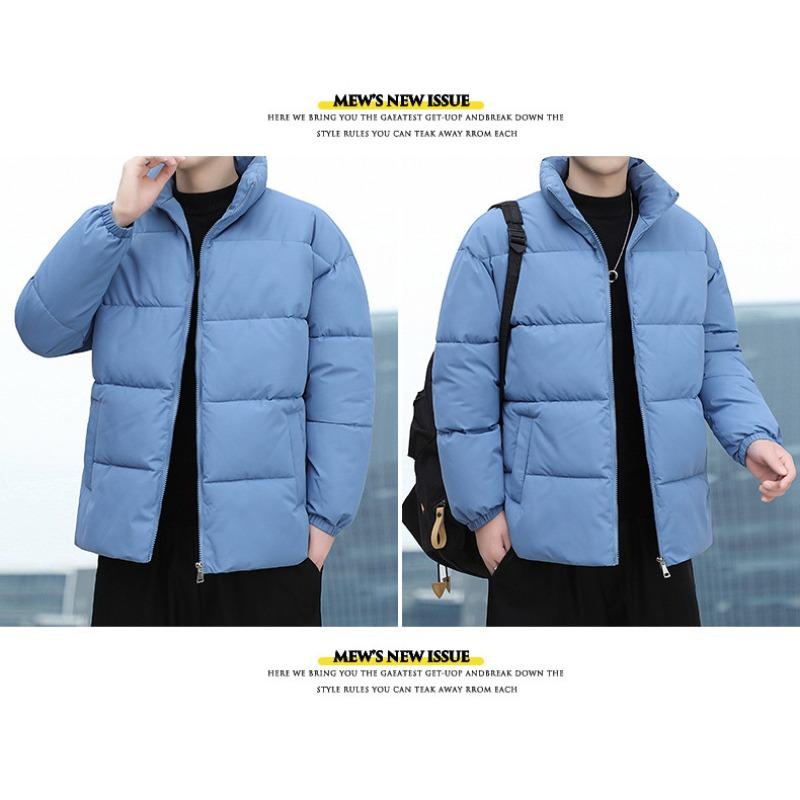 Mens Thickened Stand Collar Warm Casual Loose Winter Cotton Padded Jacket