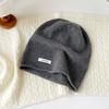 Solid color wool knitted stacking hat women's autumn and winter 0% all-wool knitted hat fashionable versatile cold hat ear protection hat