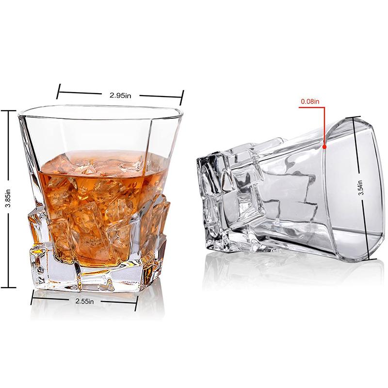 2 ADET Buzdağı Viski Bardağı, Şeffaf İçki Bardağı, Viski, Kokteyl, Bourbon, Meyve Suyu için Şarap Aksesuarları, 300ML