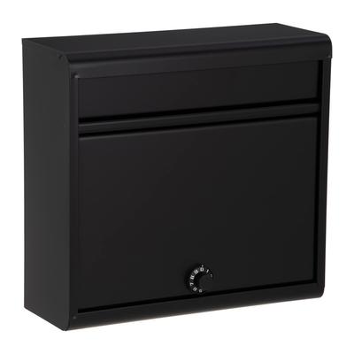 Green Life Wall-Mounted Post Box [Made In Japan] Steel, Fits A4 Envelopes (Size 2), Dial Lock, Slim, Stylish, Matte Black FH-614D(MBK)