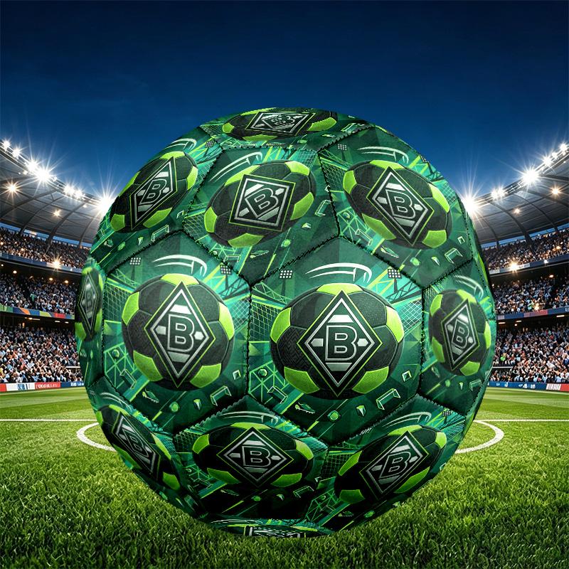 Borussia Monchengladbach Print Size 5 Soccer Ball, PU Wear Resistant Football for Match Training and Daily Practice, Birthday Gift for Soccer Fans