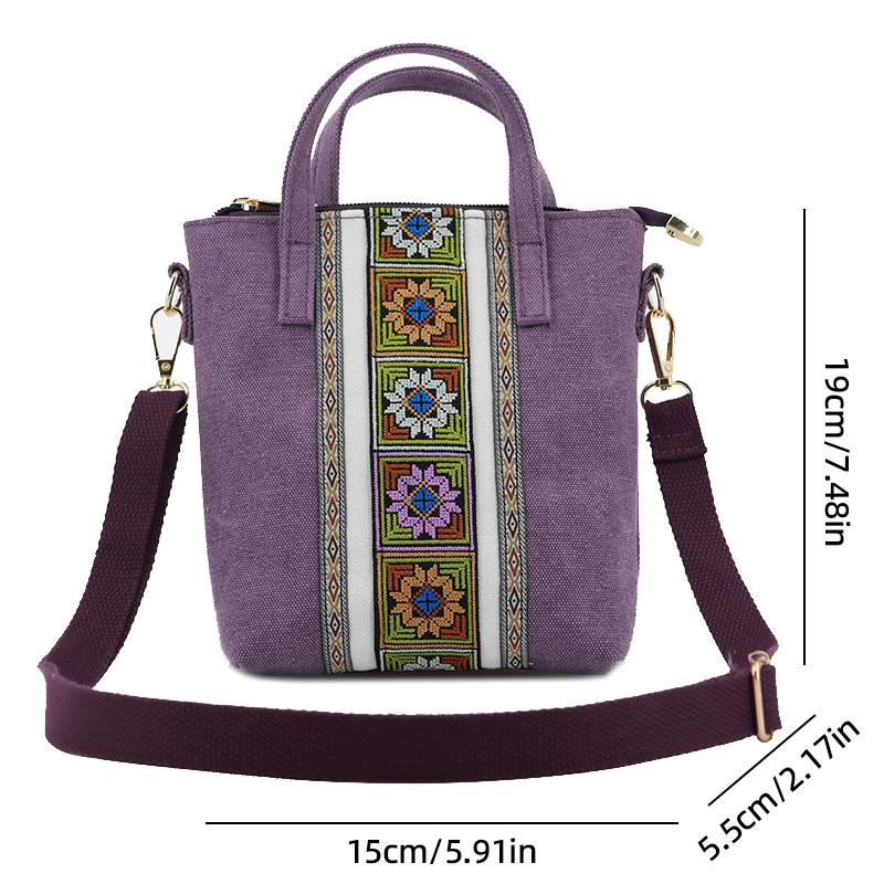 Ethnische Stil Stickerei Messenger Bag Damen Canvas Tasche kleine Handtasche