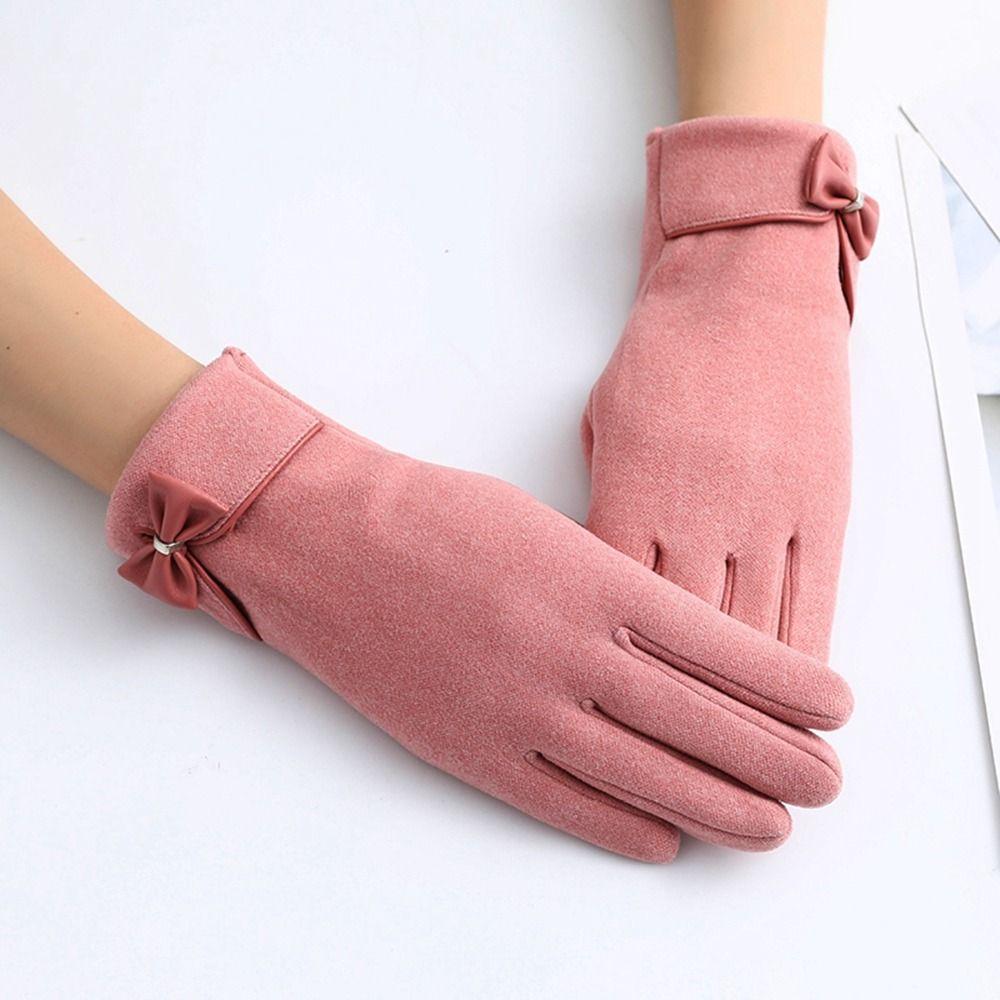 Velvet Warm Gloves Suede Mittens Full Finger Gloves Female Gloves Winter Gloves  Gloves