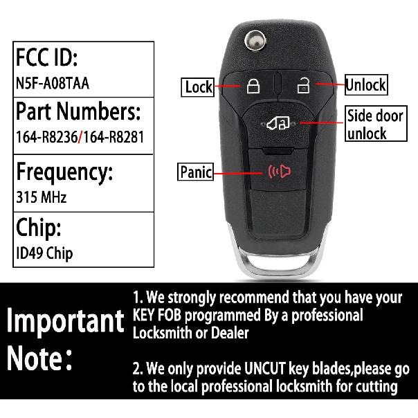 2PCS for Transit Key Fob Replacement for Ford Transit for Ford Transit Connect - Keyless Entry N5FA08TAA