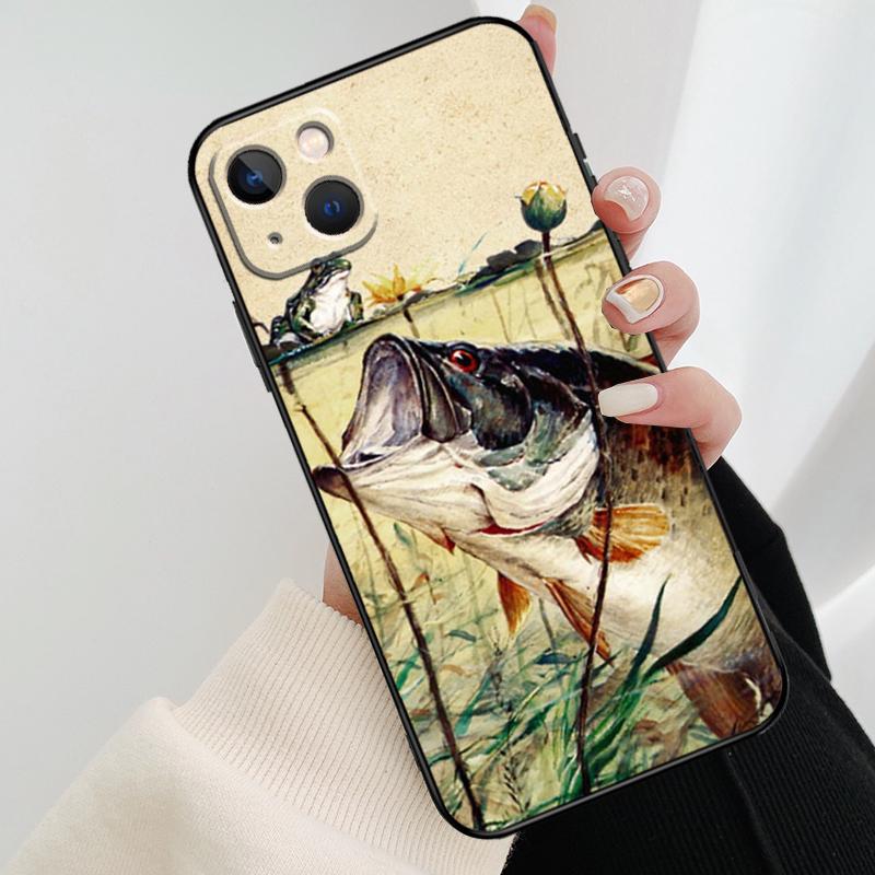 Bass Fishing Baits Lures Hook Tackle Phone Case For iPhone 17 Pro Max 14 13 12 11 15 16 Pro Max mini 15 16 Plus 16e 17 Air Cover