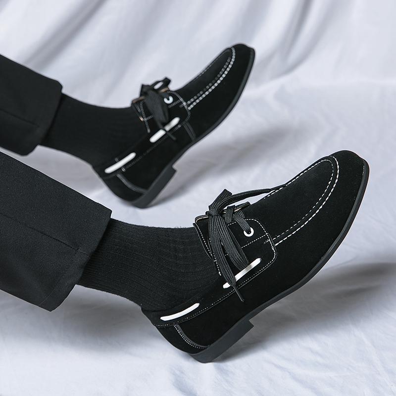 Spring Handmade Casual Shoes Loose Oversized Leather Shoes Lace Up Business Formal Breathable Comfortable Men Fashion Loafers