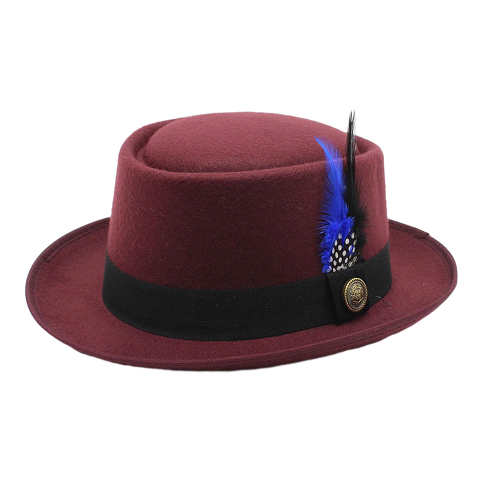 

Fedora Hat WoolFelt Hat Vintage Rancher Hat Panama Hats for Men Womens Solid Color Jazzs Top Hat Cap кларет