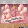 2D Glitzerndes Rosa 3. Geburtstag Kulisse mit Goldener Krone Fotografie Hintergrund