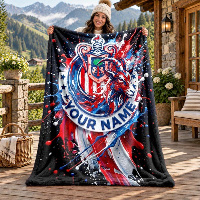 Deportivo Guadalajara Custom Name Flannel Blanket Personalized Soft Warm Plush Throw Blanket Customized Gift for Family Friends