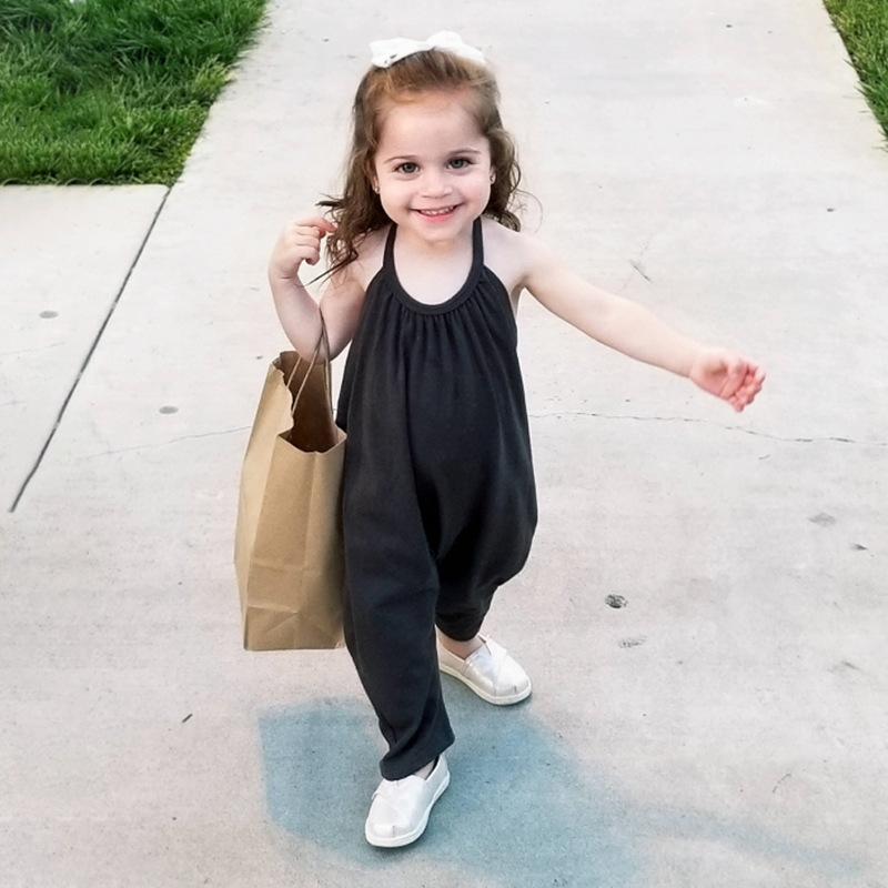 Girls' Summer Strap Jumpsuit Strap Pants Strap Romper Toddler Pants Strap Backless
