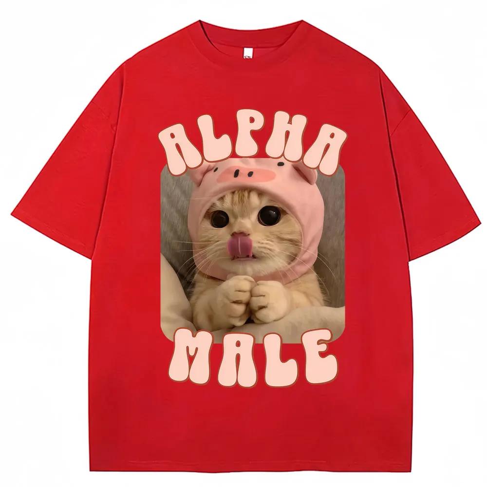 Lustiges Alpha-Kater Grafik T-Shirt Damenmode Ästhetisch Kawaii Niedliches T-Shirt Lässig Kurzärmelig Geschenke