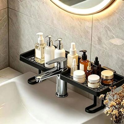 Bohrerfreies Badezimmer-Aufbewahrungsregal Kunststoff-Badezimmer-Spülregal Über-Spülregal Schlafsaal