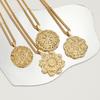 European & American Retro Brass Hollow Flower Pendant Necklace