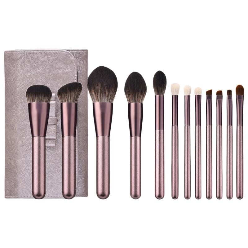 12 Pcs Cosmetic Brush Set with Storage Bag Makeup Brush Set Eye Shadow Brush Basic Essentials Brush Set Concealer Brush
