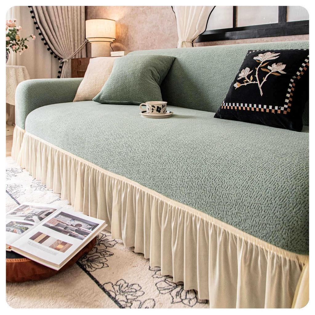 Retro High End Winter Plush Skirt Sofa Cover All Inclusive Universal Cover Anti Cat Scratch Cloth Sofa Cover