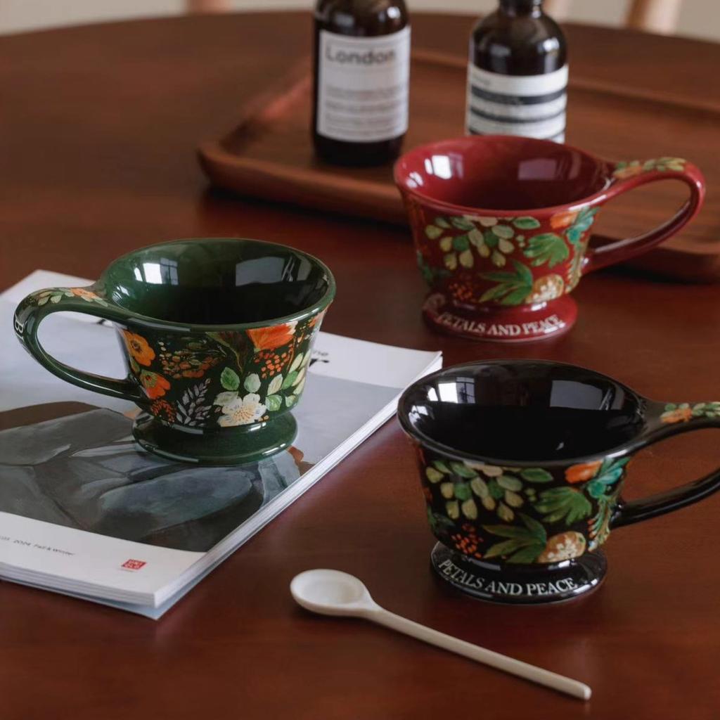Retro Floral Coffee Cups Mugs Gift Boxes Office Breakfast  Ceramic Afternoon Tea Cups Gift Presents Souvenirs