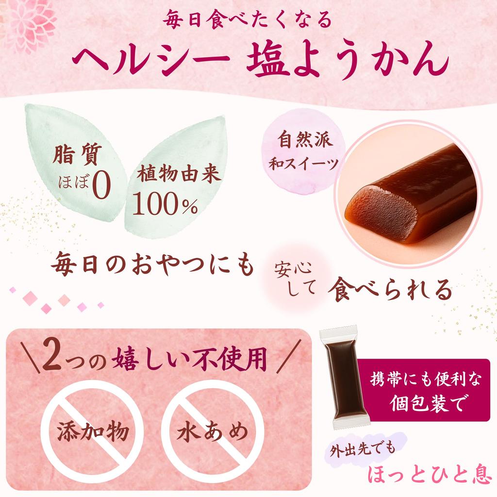WellSweets Salt Yokan Hokkaido Red Bean Paste 100% Beet Sugar Mini Yokan 20g 10 Pieces Individually Wrapped