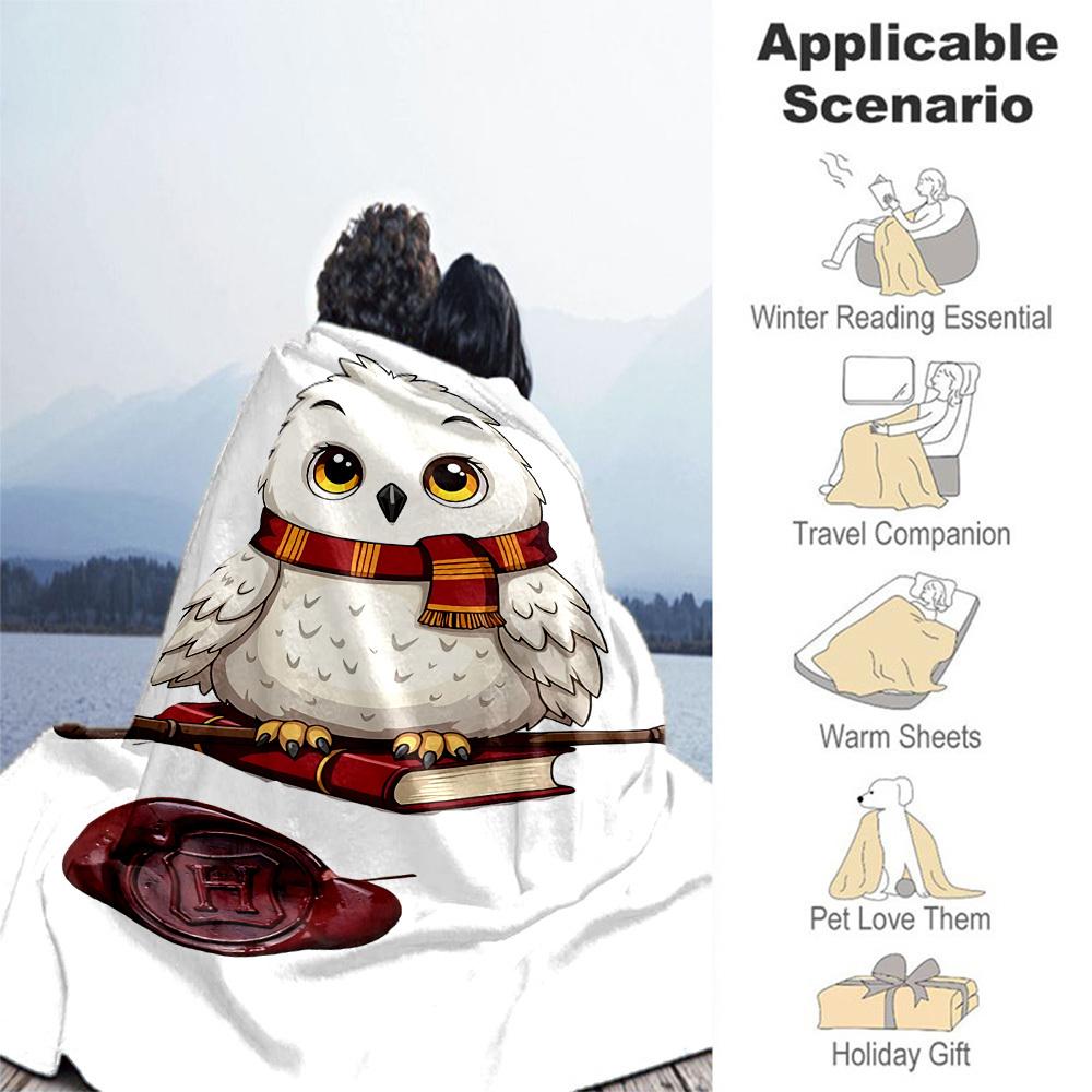 1pc Hogwarts Owl Delivery Outdoor Flannel Throw Blanket All Season Soft Warmth,Home Decor 1031187