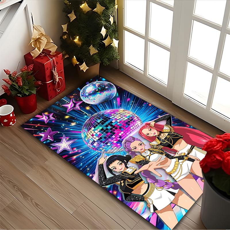 Kpop Dämonenjäger Teppich Ideal für Lesezimmer, Mehrzweck-Bürostuhl Sofa Teppich, Rutschfester Bedruckter Heimteppich