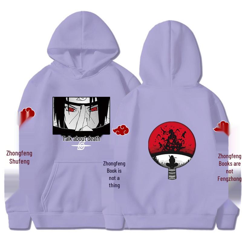 2024 Naruto Anime Men's Trendy Fleece Hooded Sweatshirt - Spring/Autumn Casual Long Sleeve