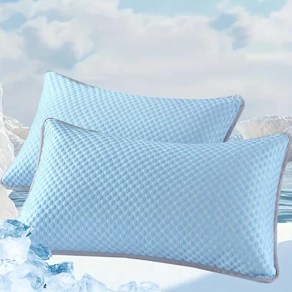 

2 Pcs Washable Cool Ice Bean Pillowcase Skin-friendly Pillow Protecter Rental House синій