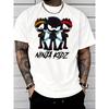 Classic Fit Street Style Ninja Kids Graphic Print T Shirt with Three Ninja Characters Holding Swords Men'S Fashion Casual Wear Adult Male Outfit