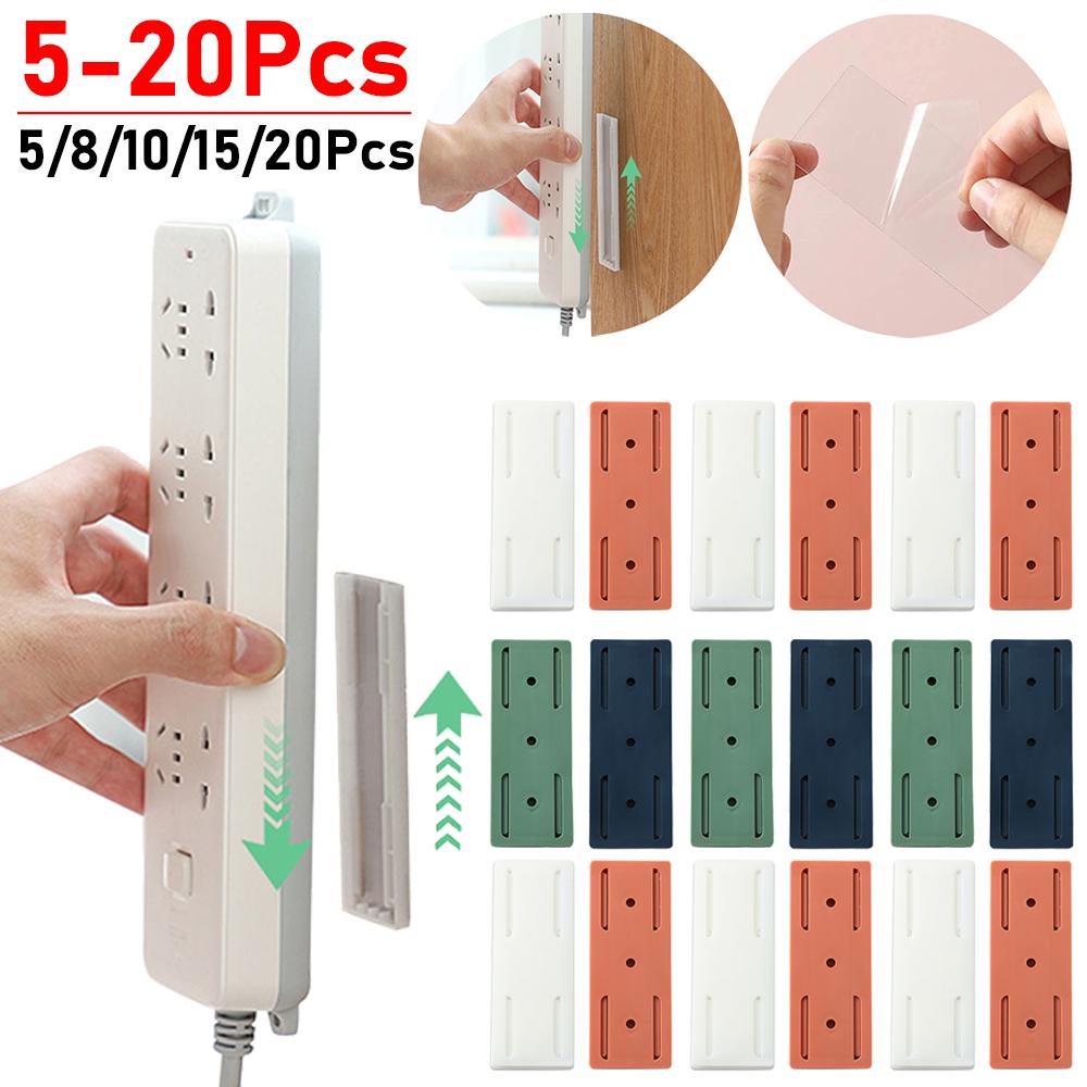 

5-20Pcs Router Wall Hanging Holders Plug-in Removable Wall-Mounted Socket Fixer Cable Wire Organizer Power Strip Holder Fixator