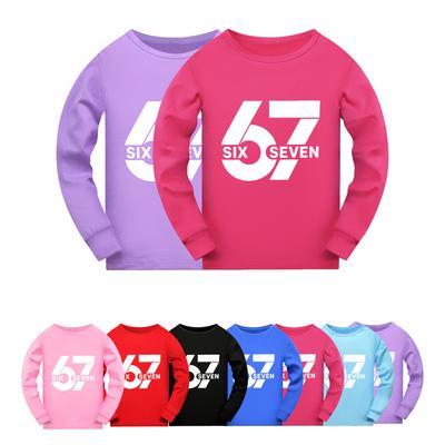 5398 Boys Girl Casual Brainrot 67 Print Long Sleeves T-Shirt