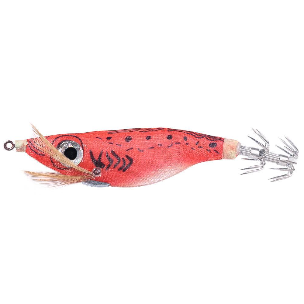 10CMLuminous Wood Shrimp9GSet of Big Eye Shrimp Lure Bait Squid Hook High Simulation Bait Night Fishing Bass Special for Bluefis