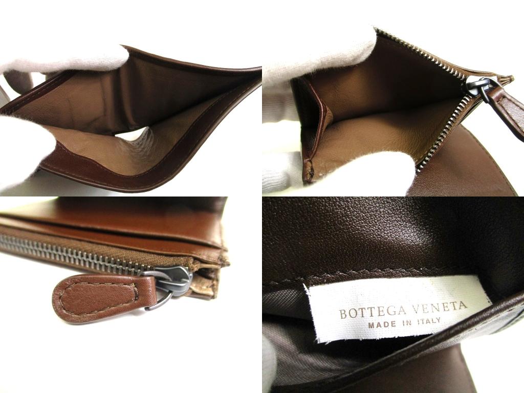 Authentic BOTTEGA VENETA Intrecciato Dark Brown Leather Trifold Wallet Compact Wallet #b118  Seller Refurbished