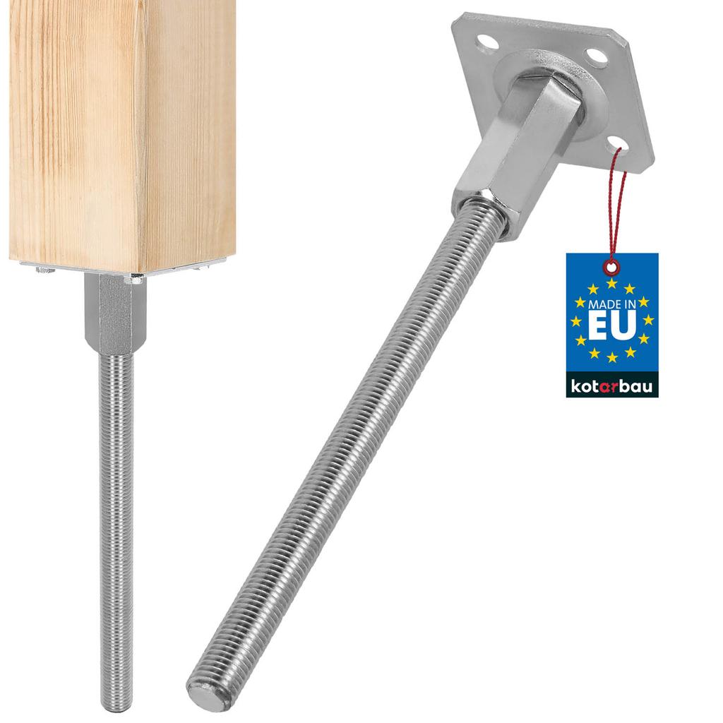 KOTARBAU® Vertically Adjustable Steel Post Base Anchor for Gazebos, Sheds, Fences 80 X 330 Mm