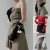 Fashion Long Arm Warmer Gloves Cute Furry Ball Cold Proof Warm Arm Sleeve Knitted Fingerless Gloves Women