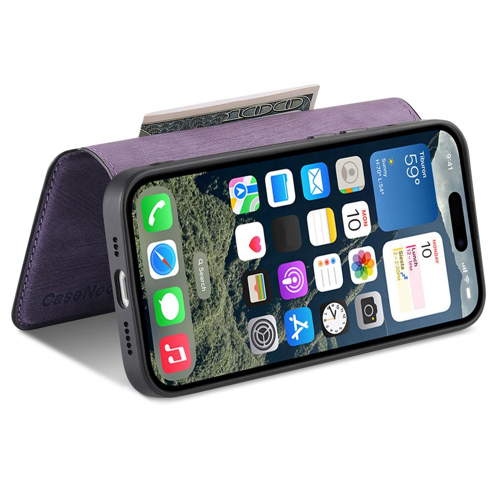 For iPhone 16 Magnetic Case CASENEO Detachable Leather Phone Wallet Cover
