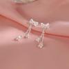 Real 925 Silver Bowknot Flower Tassel Plant Stud Earrings For Women Party Classic Fine Jewelry Light Luxury Accessories