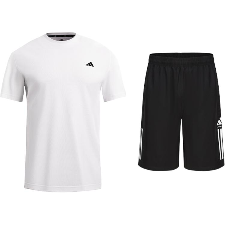 

Adidas Quick-Drying Breathable Solid Color Loose Short Sleeve Shorts Set Casual Sports Suit Men sets KC3740+S21ATMSH1T-BW S