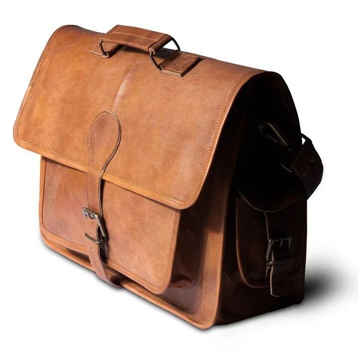Genuine Vintage Brown Leather Messenger Bag Shoulder Laptop Bag Briefcase