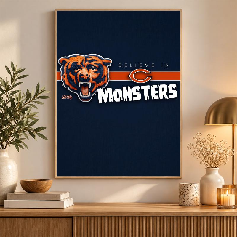 Chicago Bears Diamond Painting Kit 5D Vollbohrer DIY Diamantmosaik Wandkunst Heimdekoration