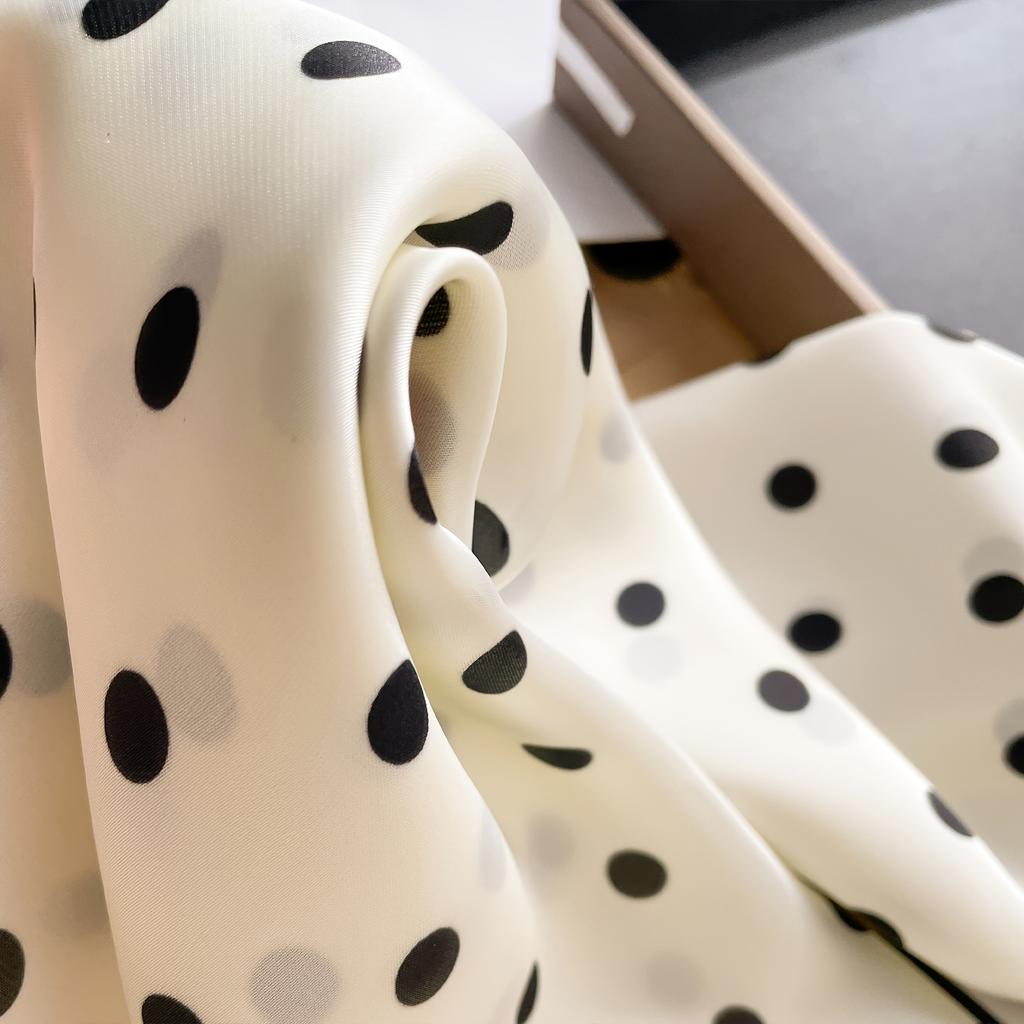 Women'S Polka Dot Faux Silk Scarf Stylish Square Scarves Neck Accessory Warm Neck Wrap Hair Band Elegant Bag Decoration