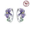 925 Silver Purple Flowers Series Earring Jewelry Versatile Hoop Earrings For Women Jewelry Fine Birthday Party Gifts