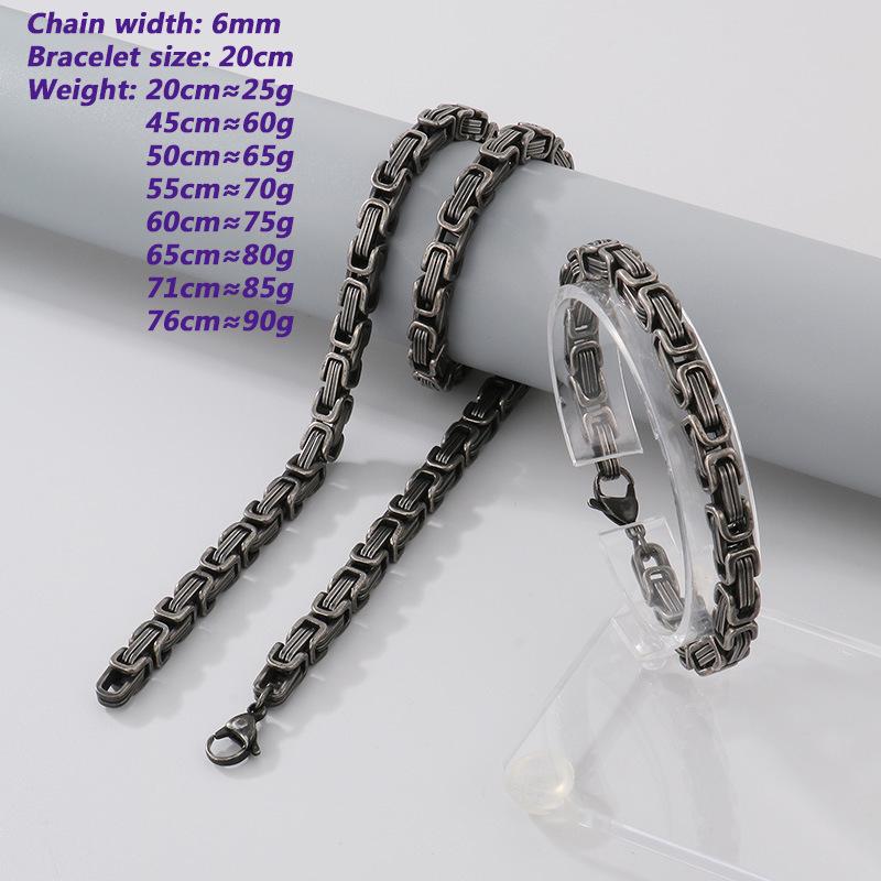 Retro Black Cuban Chain Bracelet Necklace with Multiple Chains Options