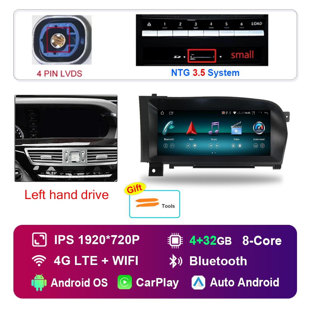 10.25 Inch for Benz S W221 W216 2005 - 2013 NTG 3.0 3.5 System Android Car Radio Multimedia Player DSP Stereo 4G WiFi GPS