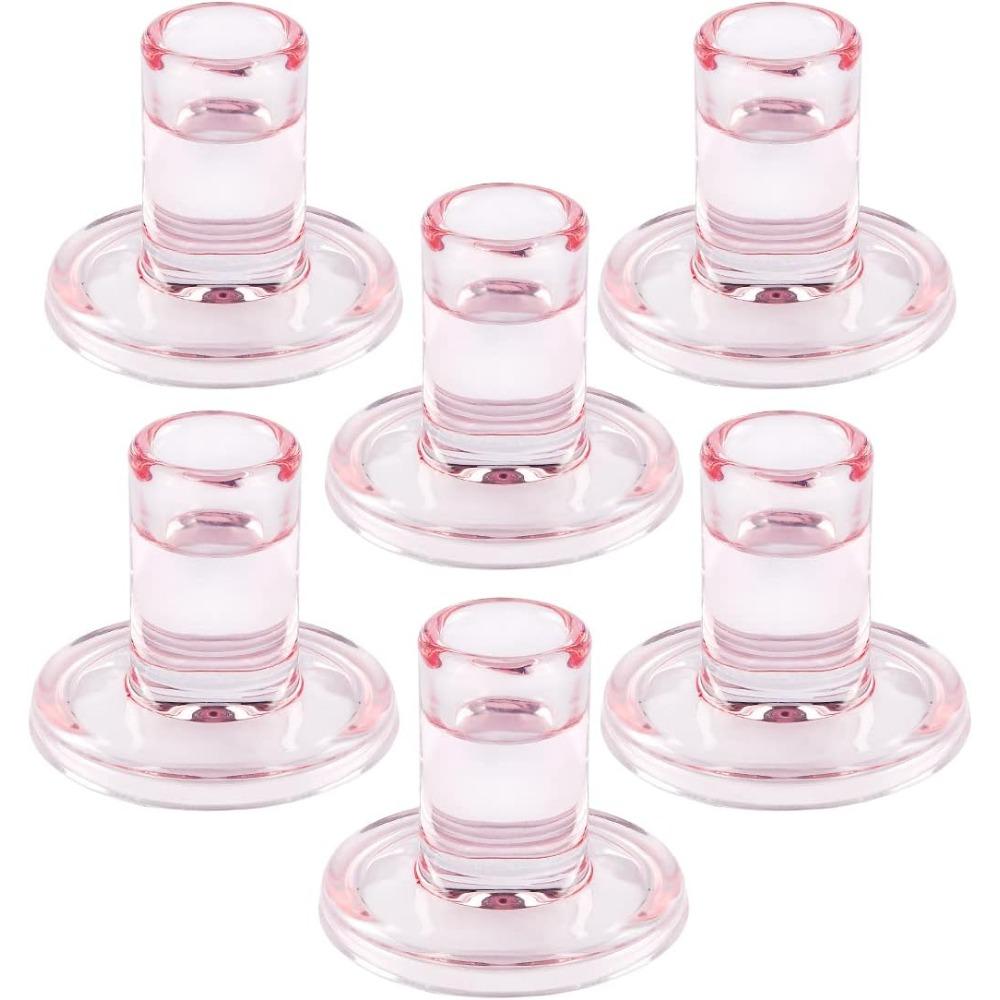 

6pcs Pink Glass Candle Holders for Taper Candles Candlestick Holders Fit To Taper Candle Which Diameter 5/6-7/8 Inch for Wedding Party 6pcs Pink