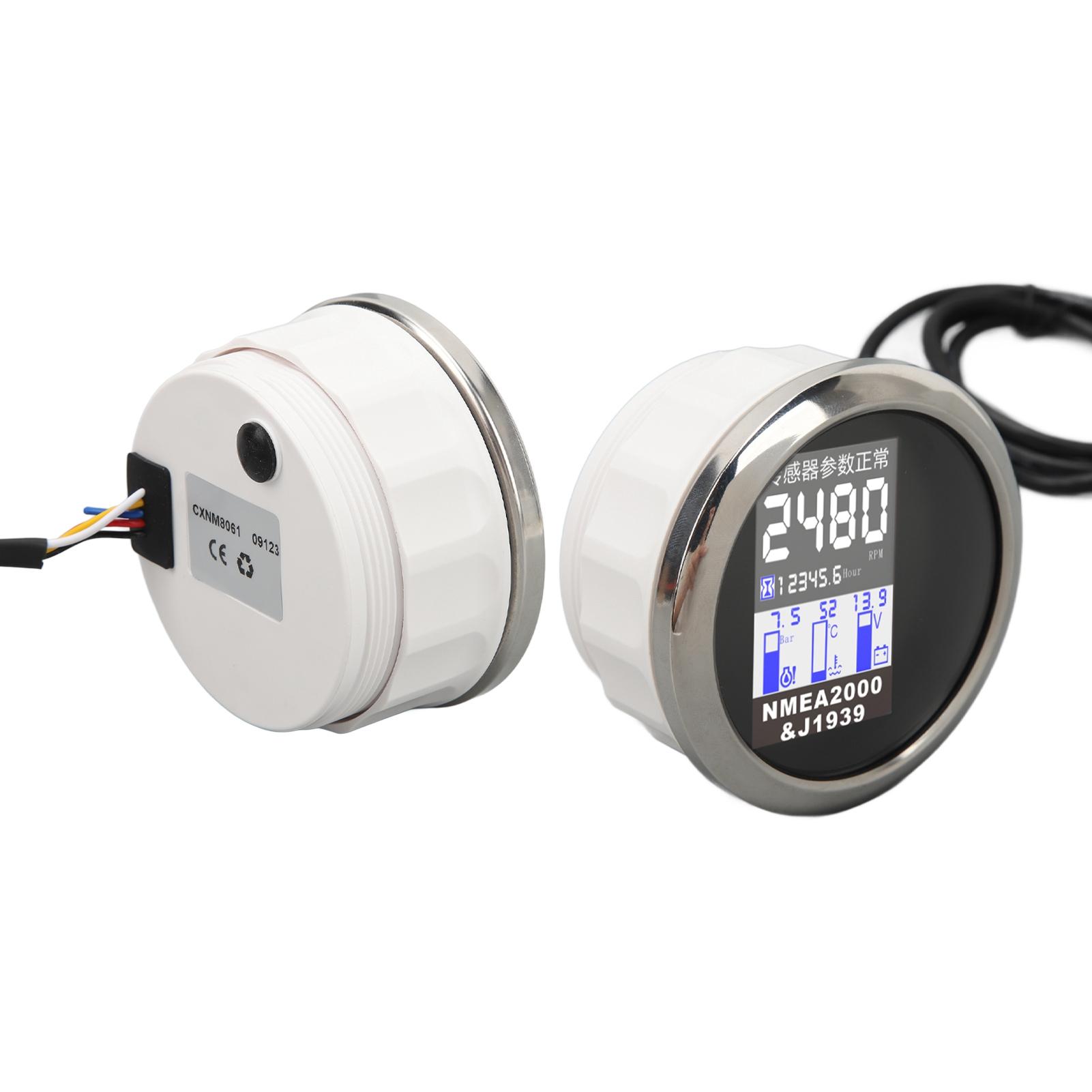 85MM Boat Tachometer for NMEA2000 J1939 Protocol  9 to 32V Water Temp Oil Pressure Voltage Meter for RV Yacht Car