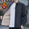 Men Fleece Lined Corduroy Warm Loose Long Sleeve Casual Shirt Jacket