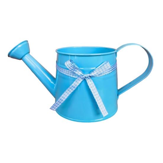 1L Mini-Gießkanne mit Schleifenverzierung Vintage Ergonomischer Griff Robuster Metall-Innen-Außen-Gartenpflanzen Blumen-Gießkanne