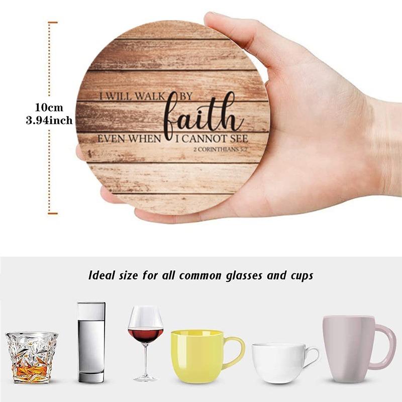 Ceramic Coasters with Bible Verses Set of 6 Absorbent Christian Drink Coasters for Christian Gifts and Home Decor 4 Inches