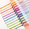 12 Stück doppelseitiges magisches Farbwechsel-Textmarker-Stiftset, für Schülertagebuch, Scrapbooking, Malerei, DIY, Klassenzimmer und Büro S