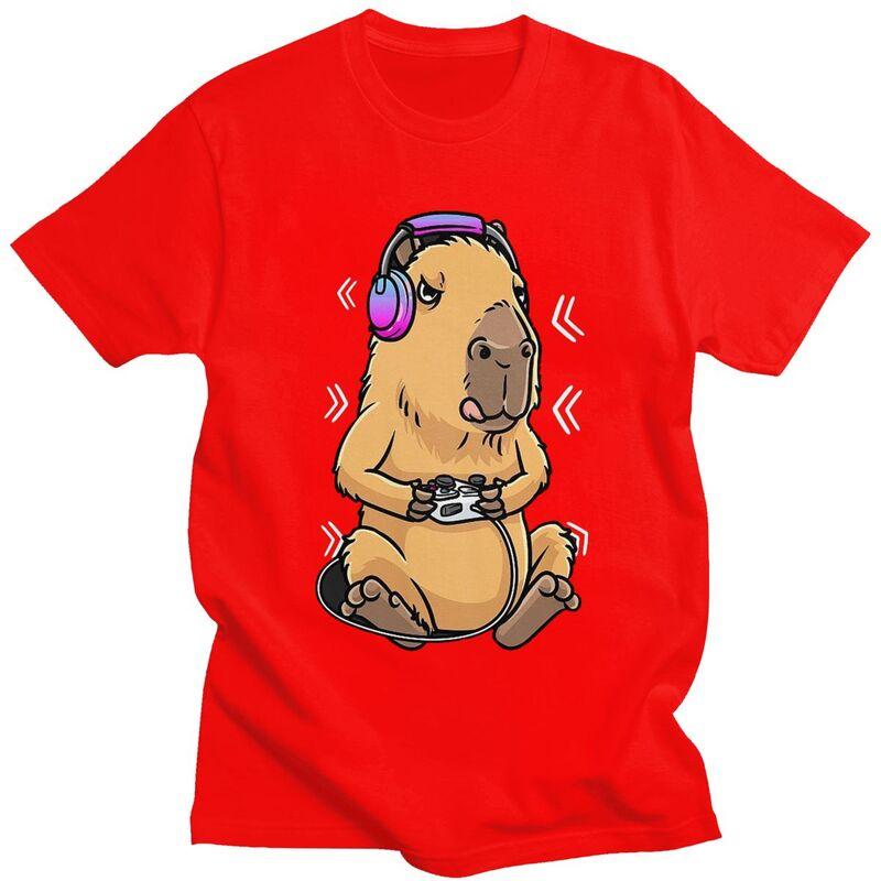 Custom Capybara Giant Cavy Rodent Gamer Gaming T Shirt for Men Pure Cotton Tshirt Leisure Tees Tshirt Clothing