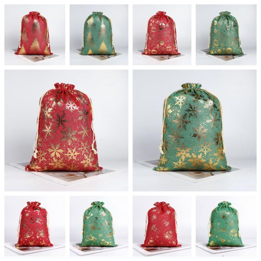 5pcs/lot Cloth Christmas Drawstring Storage Bag Christmas Packaging Bags Candy Jewelry Toy Presents