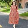 Womens Casual Floral Print Half Sleeve Loose Maxi Dress